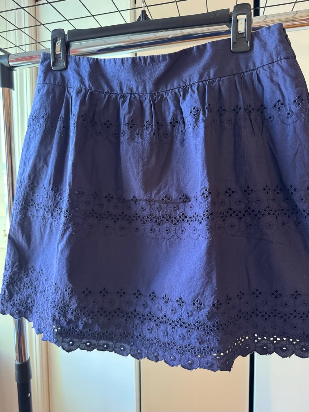 LOFT Navy Eyelet Mini Skirt Size 6